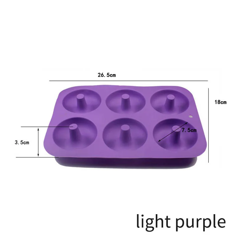 6 полости пончик плесень кухонные гаджеты противень для выпечки пищевой антипригарный термостойкий многоразовый силикон - Цвет: light purple