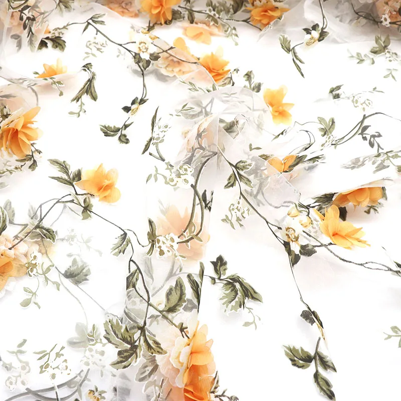 90*140cm Organza Fabric Soluble Shabby Lace Dress Wedding Flower Fabric Embroidered Diy Handmade Sewing Supplies Crafts lace fabric lace sewing supplies lace sewing accessories