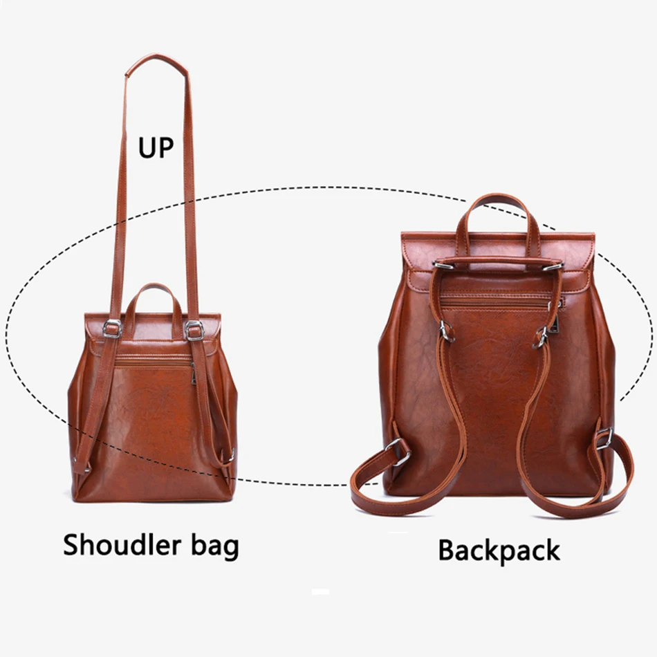Женский кожаный рюкзак Sac a Dos винтажный школьный в консервативном стиле дорожная