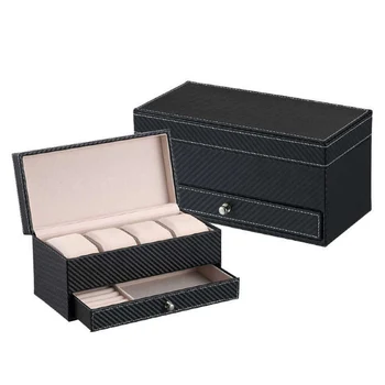 

4 Grids Pu Leather Watch Box Jewelry Storage Box Organizer For Rings Bracelet Cufflinks Display Holder Simple Luxury Gift Case