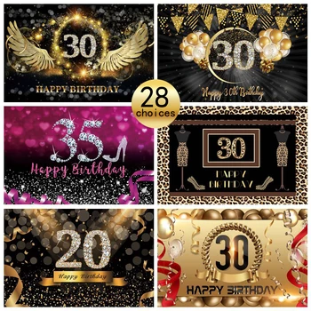 

Gold Glitter 30 40 50th Birthday Party Decor Wing High Heels Diamond Balloon Poster Backdrop Photography Background Photo Studio