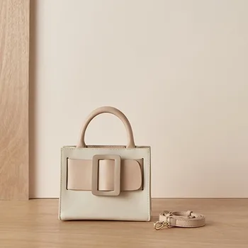 

2020 spring and summer new soft leather shoulder messenger small bag simple cream mini handbag ladies hand bags