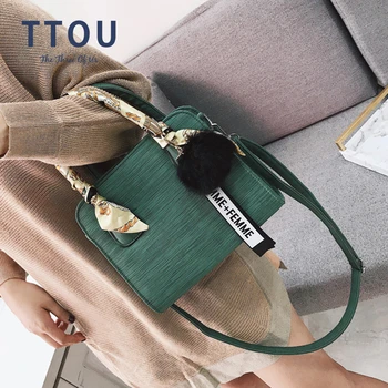 

Fashion Women Scarves Handbag New Luxury Shoulder Bags Hairball Totes Elegants Party Purse Bags Ladies Messenger Bag Female Bag