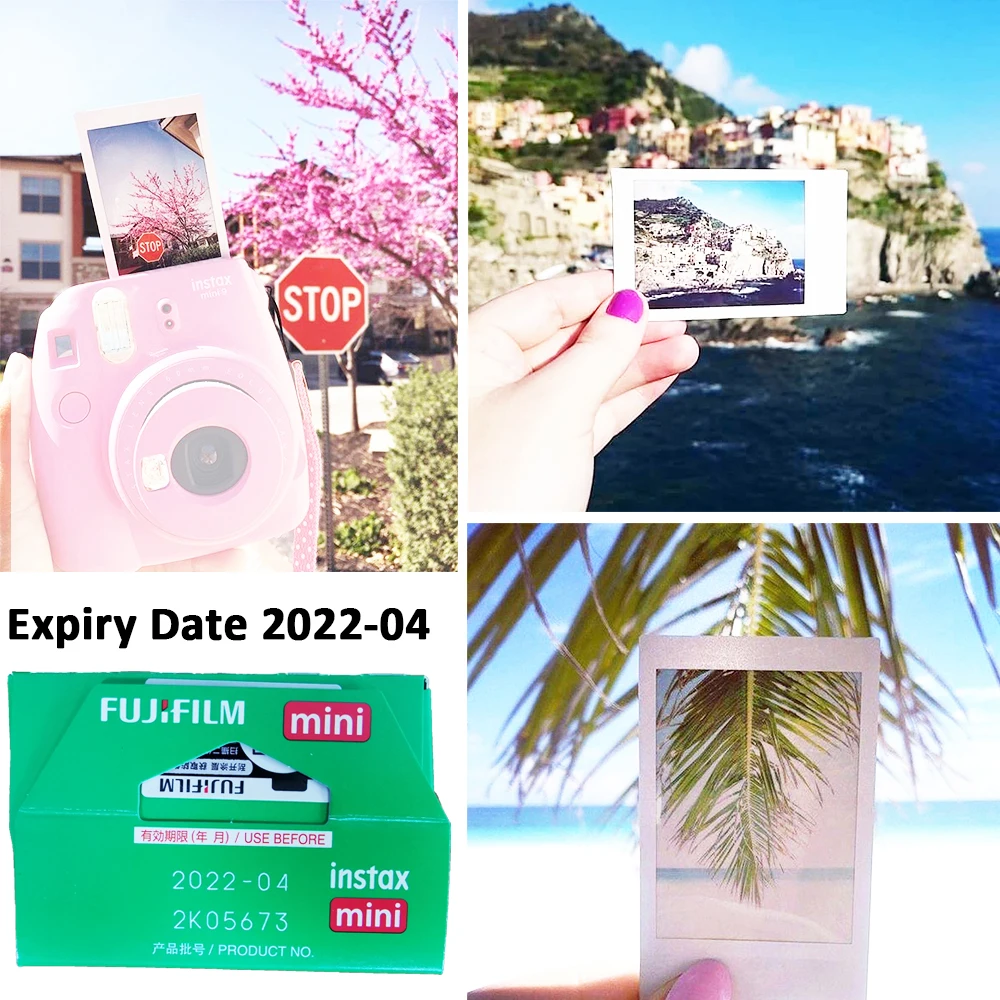 Розовая моментальная Камера Fujifilm Instax Mini 9 + 50 фотографий Fuji Instant 8 белая рамка