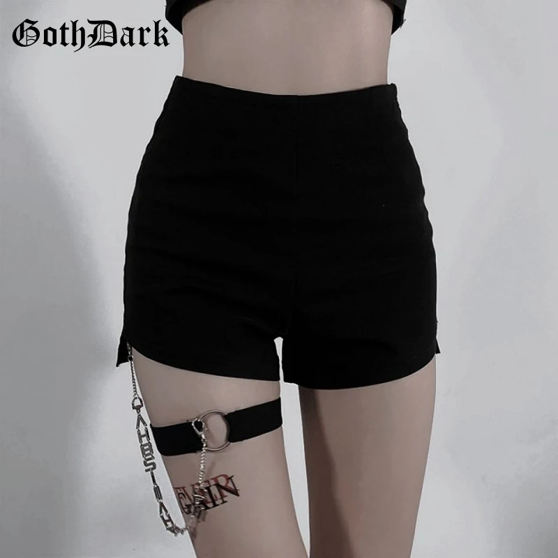 Женские готические шорты Goth Dark черные облегающие в стиле панк с высокой талией и