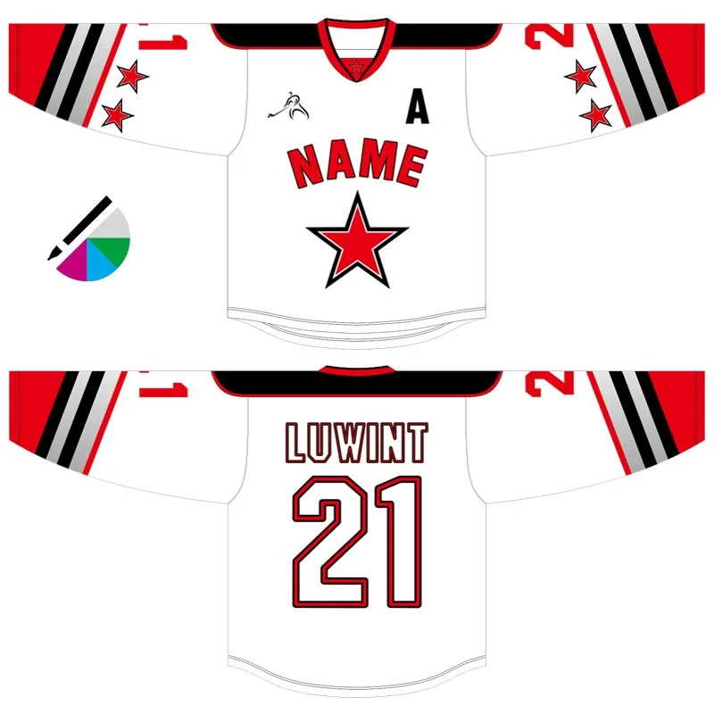 Custom Hockey Jerseys with The Blitzkrieg Twill Logo Adult Goalie Cut / (Number on Back and Sleeves) / White