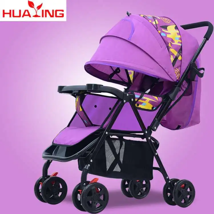 Сверхлегкая детская коляска с высоким пейзажем, четырехколесная коляска, переносная складная переносная коляска для путешествий - Цвет: Purple flower