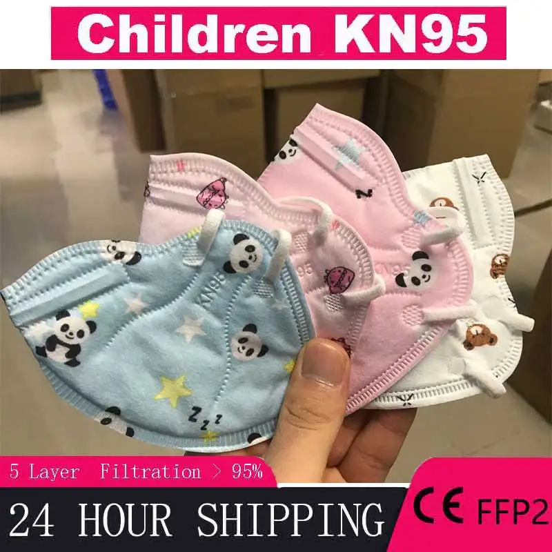 Mascarilla protectora KN95 de 5 capas con dibujos animados para niños y niñas, máscara de seguridad FFP3 para chico