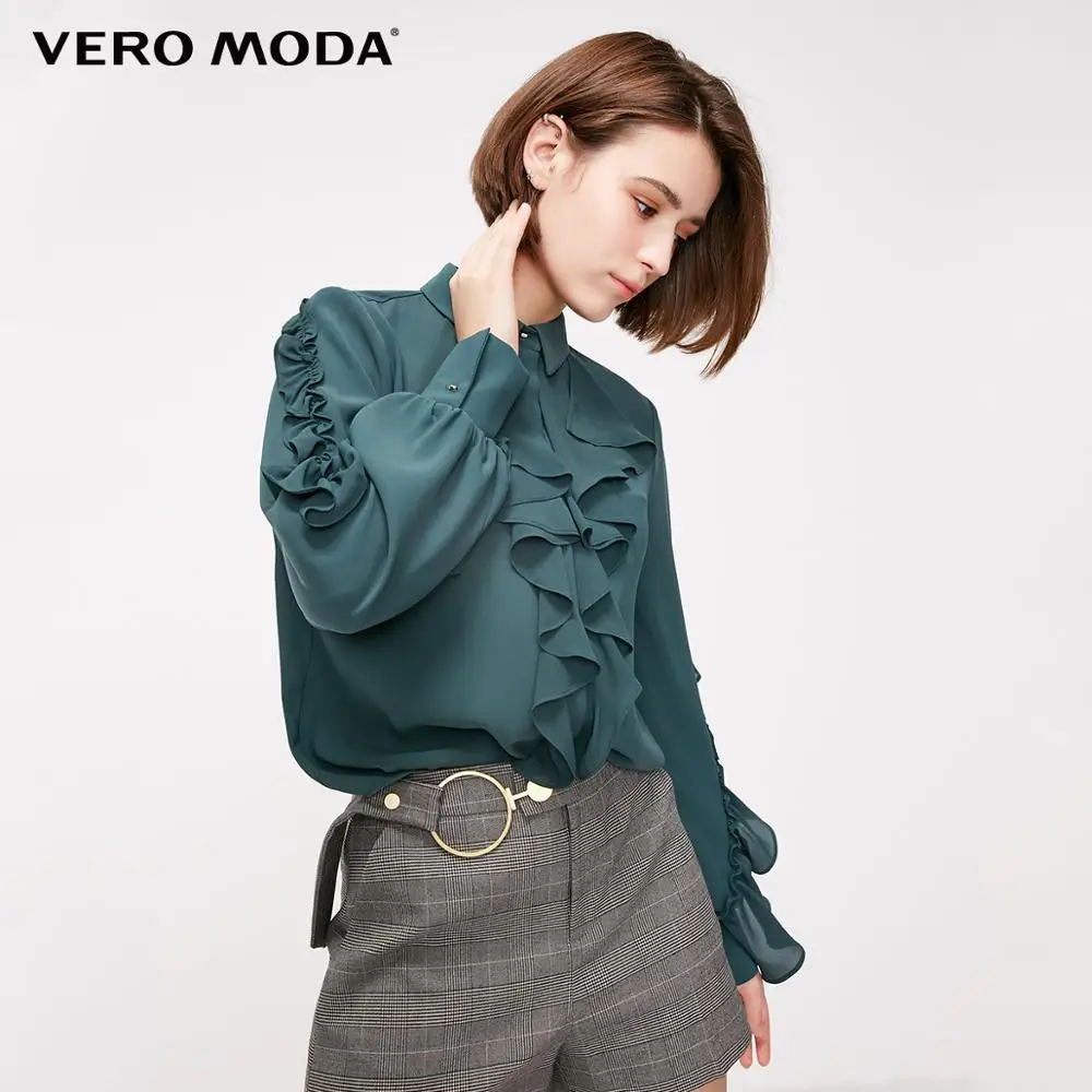 Vero Moda женская шифоновая рубашка с оборками и рукавами-фонариками | 319105506