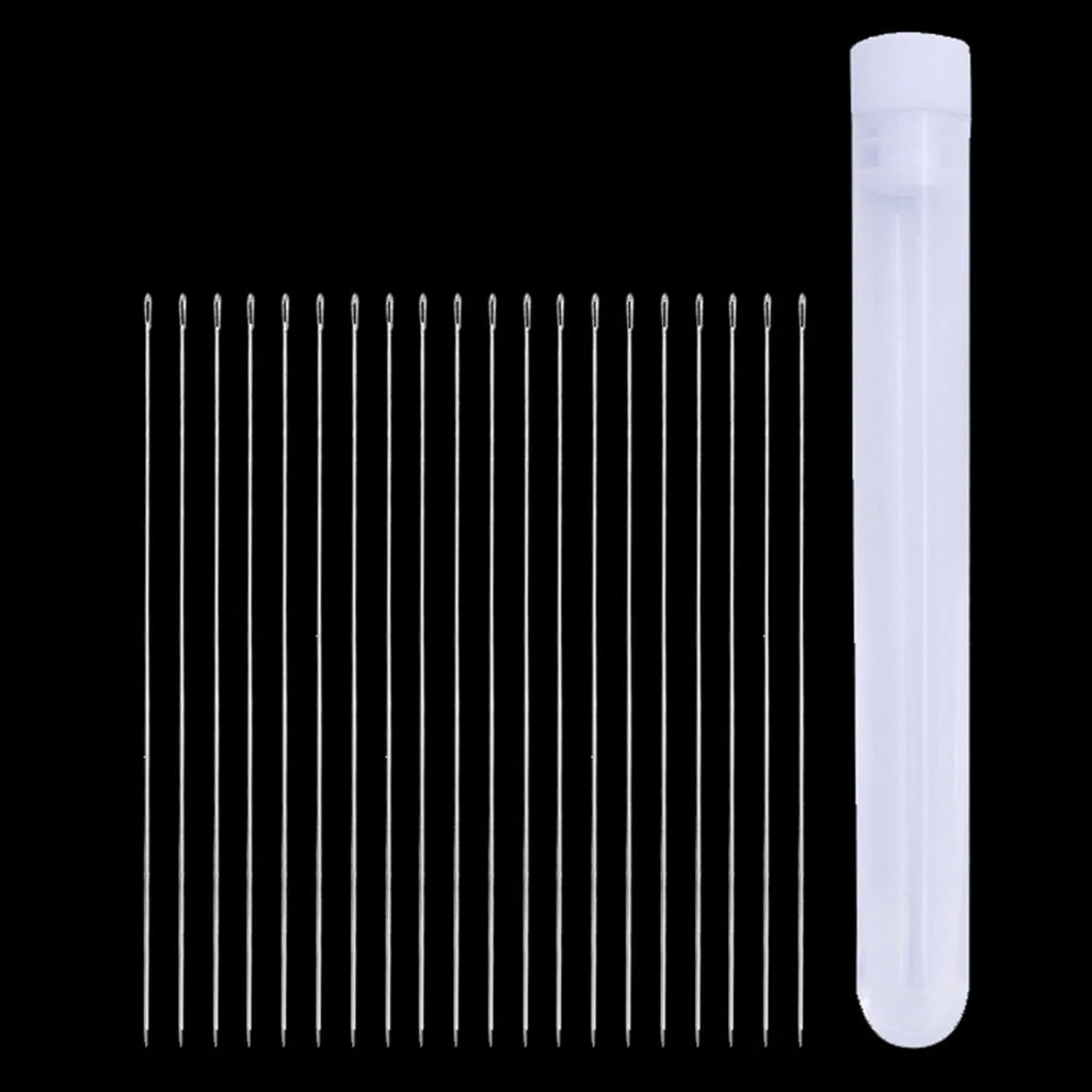 20 Pcs Stainless Steel Big Eye Beading Needles Easy Thread 80mm Long for Seed Beads Beading Tools