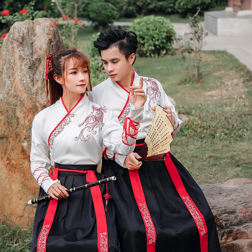 Женский и мужской костюм для танца Hanfu праздничный в китайском стиле винтажный