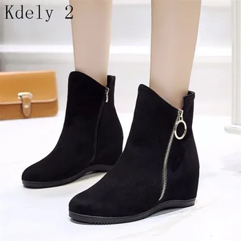 

Winter Shoes Women Snow Boots Fashion Women Ankle Boots Casual Woman Wedge Heels Boots Height Increasing 6.5cm Plus Size 35-40