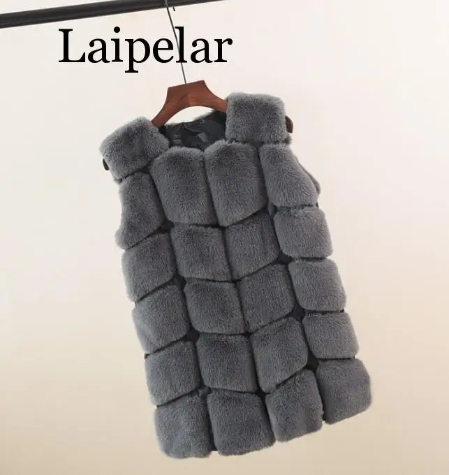 Laipelar, новинка, зимнее меховое пальто из кроличьей шерсти, женский жилет из искусственного меха, клетчатая теплая куртка из искусственной кожи с карманами, женская меховая верхняя одежда