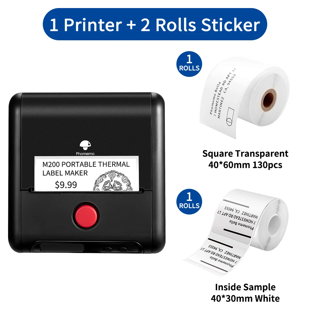 mini printer for laptop Phomemo Thermal Label Maker M200 Photo Big Sticker Printer Commercial Label QR Code,Barcode Labeler Machine Paper width:20-75mm small portable printers for travel Printers