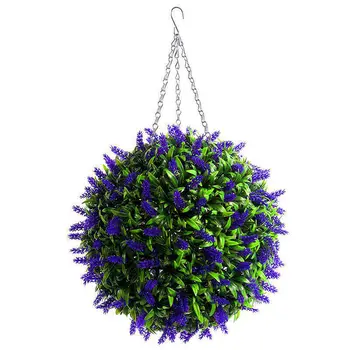 

Hanging Topiary Ball Lavender Artificial Garden Flower Plant Decor Basket 25Cm