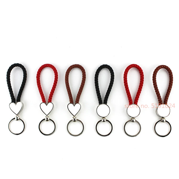 12pcs/lot blank sublimation  braided rope key chains high quality  round key ring heat transfer printing blank consumables DIY free shipping 15pcs lot new blank sublimation leather rope tassel key chainheat transfer printing blank consumables diy gifts