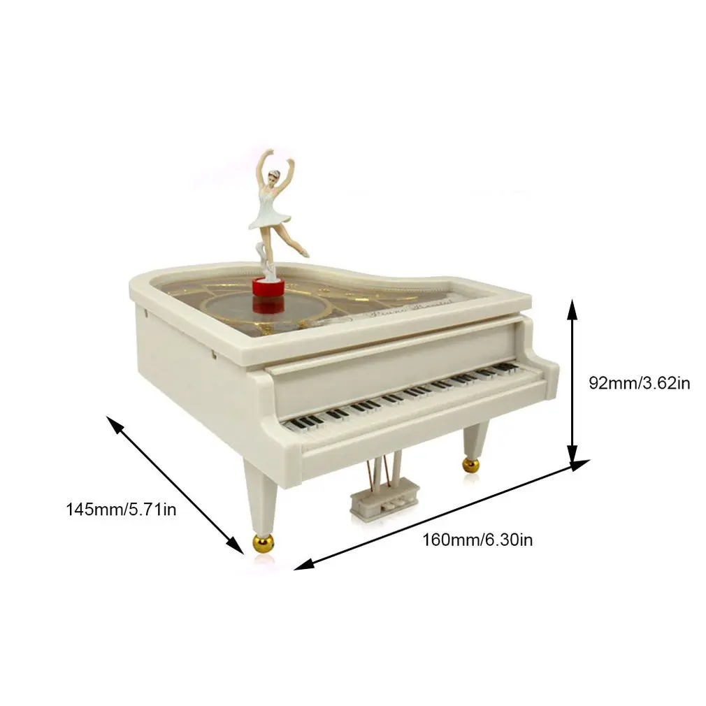 Музыкальная шкатулка для фортепиано Механическая классическая музыкальная шкатулка Балерина балетная девушка Танцующая на белом пианино заводная игрушка