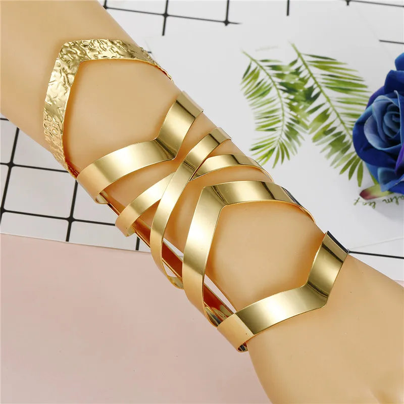 Dayoff 14 Styles European Punk Big Wide Open Bangle Bracelet for Women Men Ajustable Hollow Geometric Cuff Bangle Jewelry B116