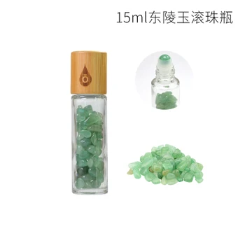 

10ml 15ml Bamboo lid Clear Glass Bottle Roll On Empty Fragrance Perfume Essential Oil Bottles With Jade Ball Roller Bamboo Cap