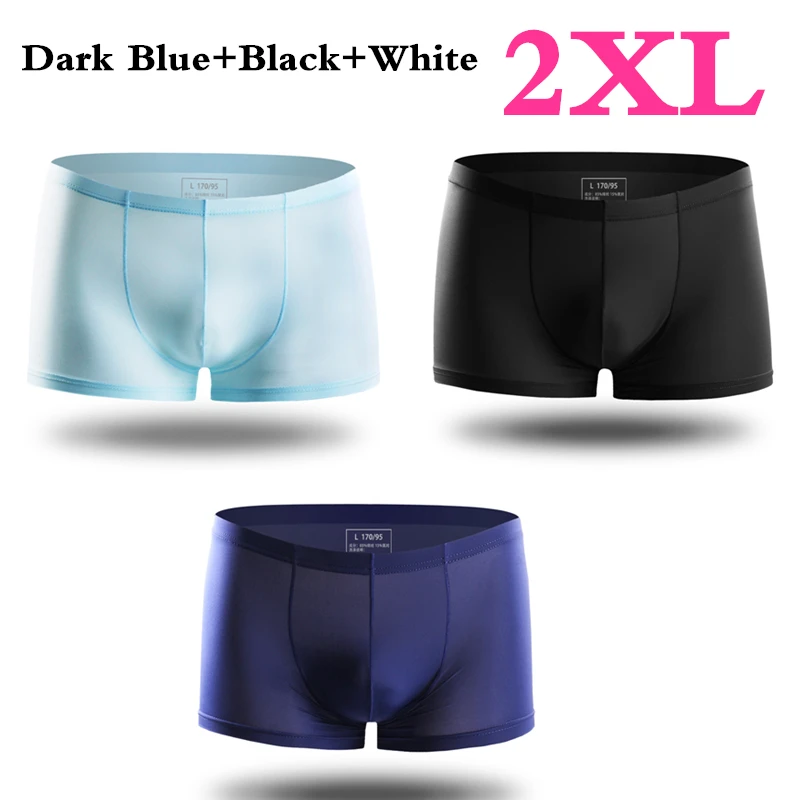 Black Blue DBlue XXL 3 шт. Xiaomi mijia летние ультра-тонкие мужские трусы шелк льда Бесшовные Боксеры Твердые полупрозрачные удобные трусы из дышащего материала - Цвет: Black Blue DBlue XXL