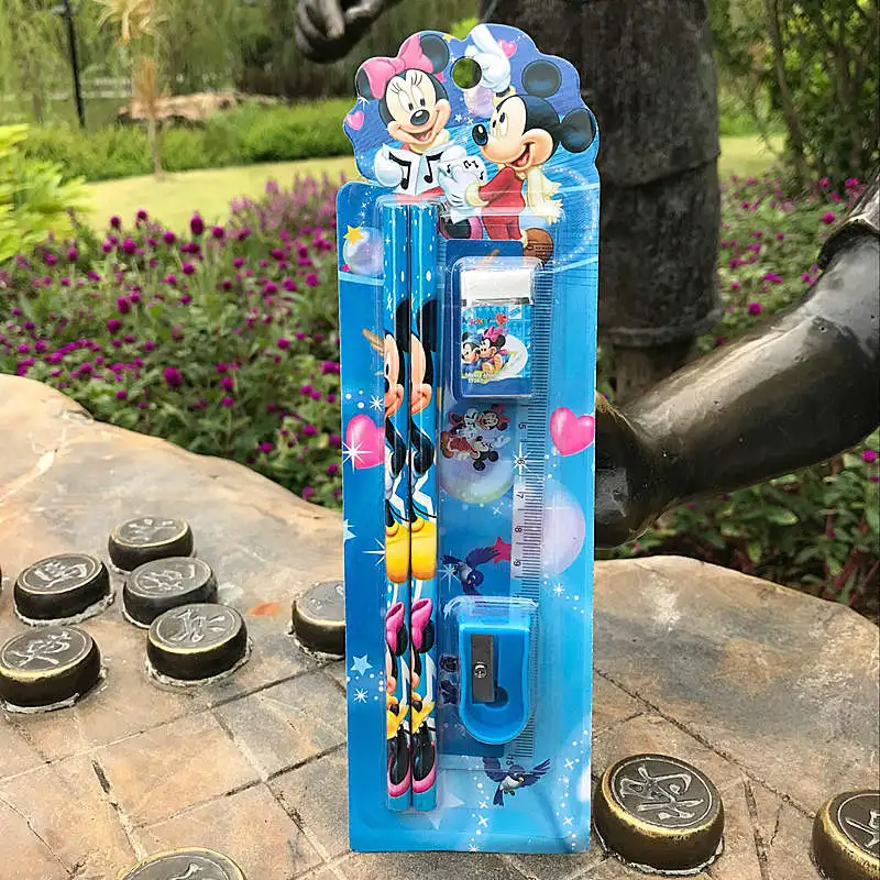 

back to school Kawaii Mickey Spiderman Frozen Cartoon Character Stationery Set Pencil Eraser Pencil Sharpener etc