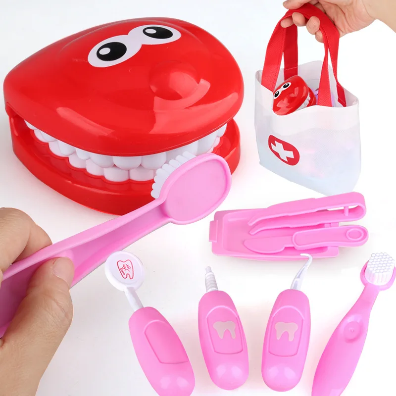 

9Pcs Kids Doctor Toy Set Simulation Check Teeth Model Doctor Medical Kit Pretend Play Medicine Accessorie Children Learing Toys