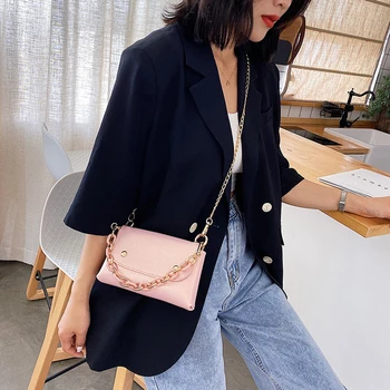 

Women Casual Shoulder Messenger Bags PU Leather Pure Color Chain Tote Purses Youth Ladies Simple Versatile Bag