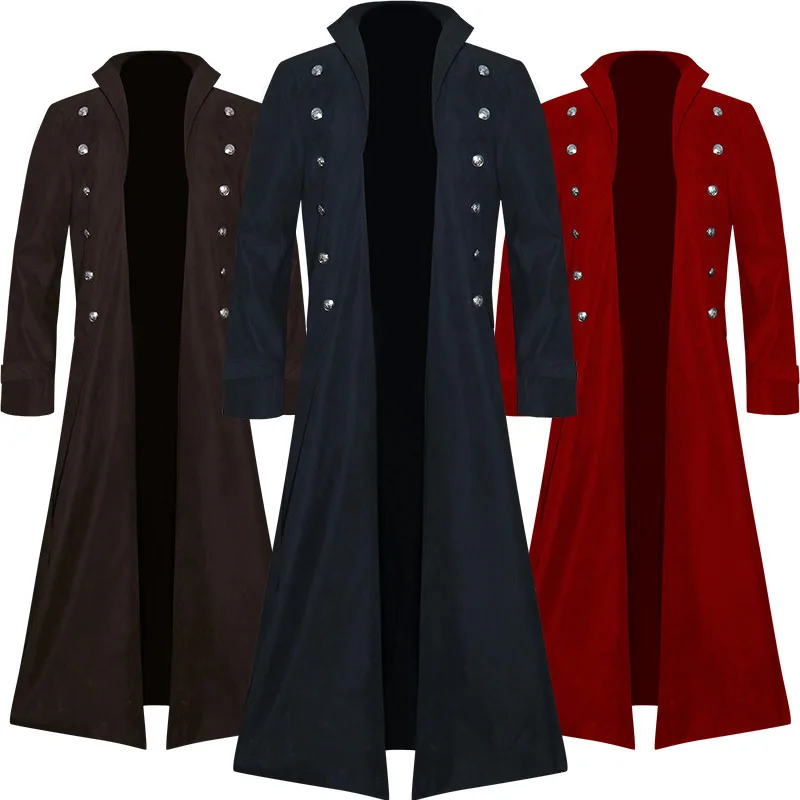 Medieval-Renaissance-Men-Long-Coat-Trench-Cosplay-Costume-Middle-Ages ...