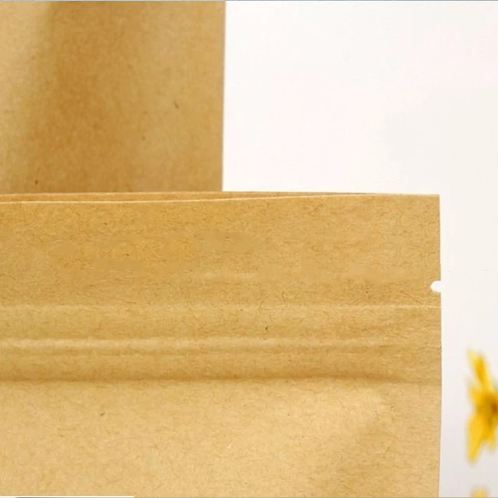 Самозапечатанный пакет-посылка 50 шт с окошком Ziplock крафт-бумажный мешок для орехов, карман для пищевых продуктов, прочный мешок для конфет