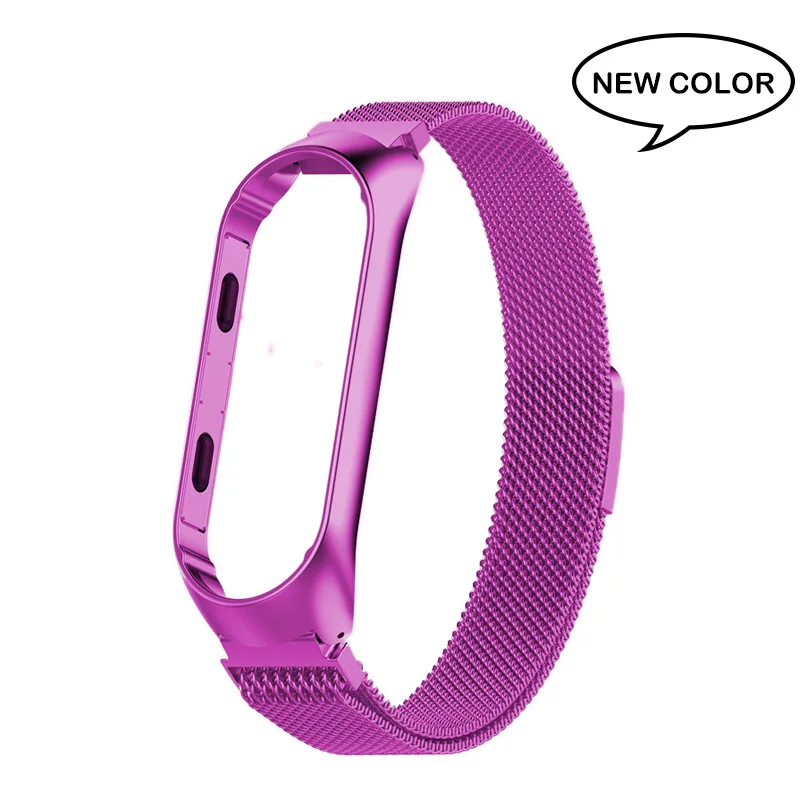 Браслет mi Band 4, браслет mi lanese с петлей, металлические полосы, умные ремешки для часов, ремень из нержавеющей стали для Xiao mi band 3 4, браслет на запястье - Цвет ремешка: Hot Rose