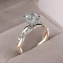 2021 New Trendy Elegant Zircon Rings for Women AAA White CZ Crystal Engagement Female Rhinestone Wedding Jewelry aneis feminino