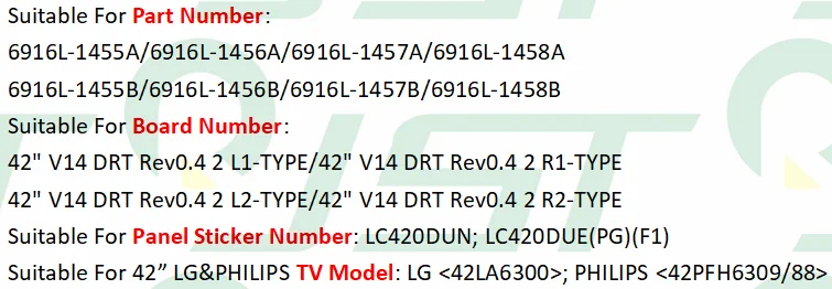8 шт./комплект светодиодный полоски для PHILIPS 42 ТВ 42PFH6309 LC420DUN LC420DUE 42 V14 DRT Rev0.4 2 6916L 1455B 1456B 1457B 1458B