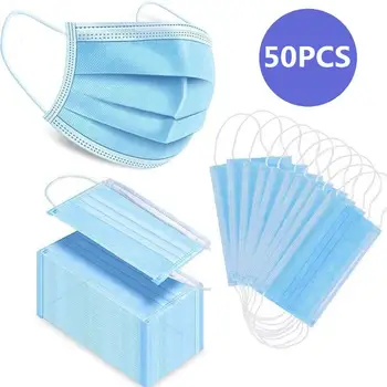 

100Pcs Disposable Earloop Face Mouth Masks 3 Layers Anti-Dust Mask Face Mask Protection Mask Disposable Mask Dustproof Mask