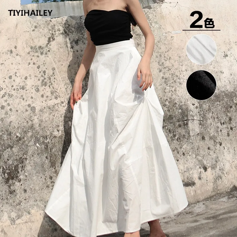 

TIYIHAILEY Free Shipping Long Maxi A-line Hight Waist Skirt Women S-XL White High QualityTwo Ways To wear Summer Autumn