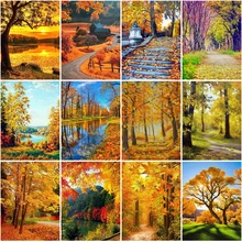 

5D Diy Autumn Landscape Maple Leaf Path Diamond Painting Embroidery Full Round&Square Diamond Mosaic Cross Stitch Home Decor