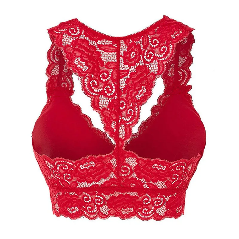 Large Size Bra Women's Sexy Lace Hollow Out Bra Solid Sport Bralette Breathable Comfortable Women's Underwear Push up Bra t shirt bra