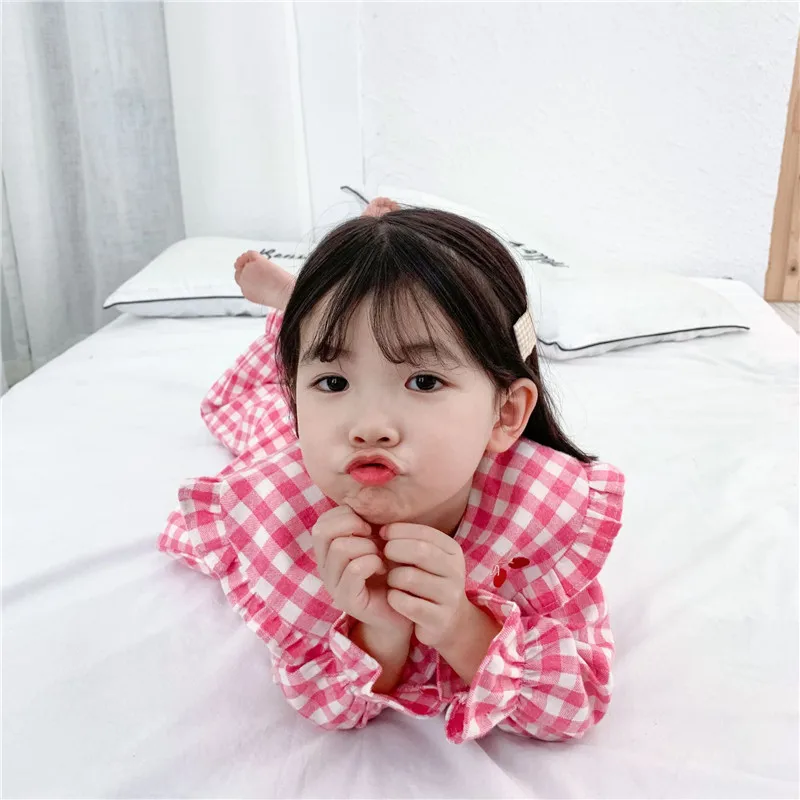 19 Nouveau Coreen Filles Plaid Pyjamas Ensemble Pur Coton Enfants Pyjamas De Haute Qualite Bebe Fille Vetements De Nuit Manches Longues Bebe Fille Vetements Aliexpress