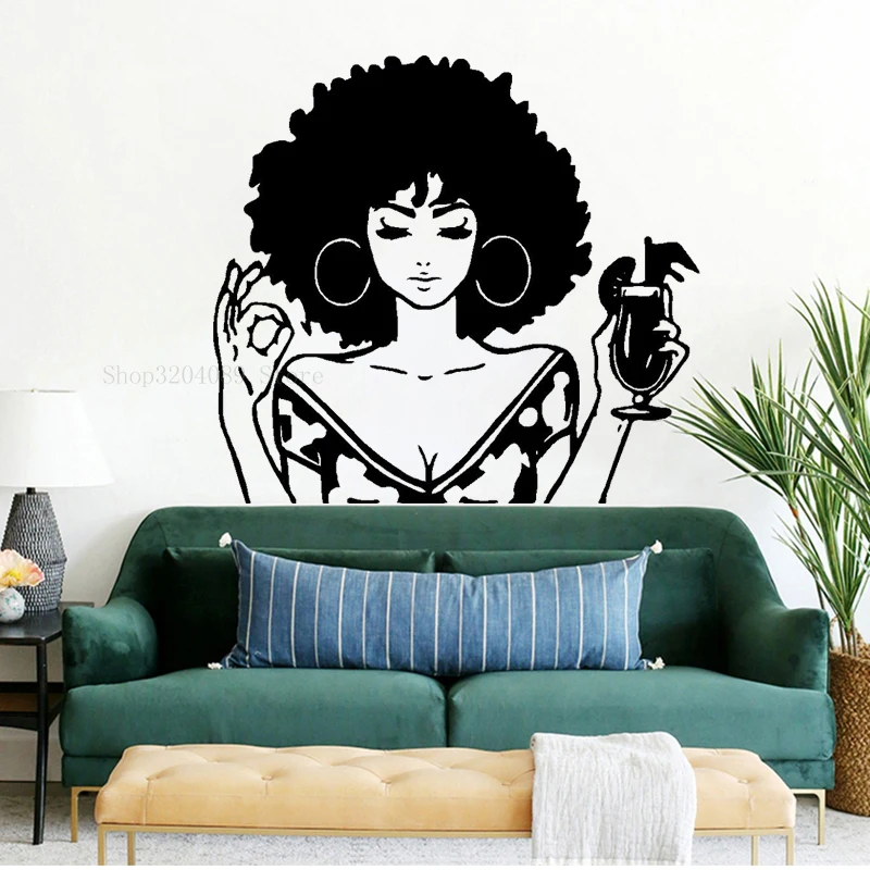 Summer Long Hair Woman Wall Stickers Beautiful Girl Decor For Bedroom Home Vinyl Decal Fashion Self Adhesive Wallpaper DD06 | Дом и сад