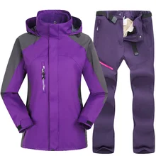 Зимний лыжный костюм для женщин, сноубординг, наборы, плотный теплый ветрозащитный водонепроницаемый для снега, костюм для женщин, уличная дышащая Лыжная куртка+ брюки