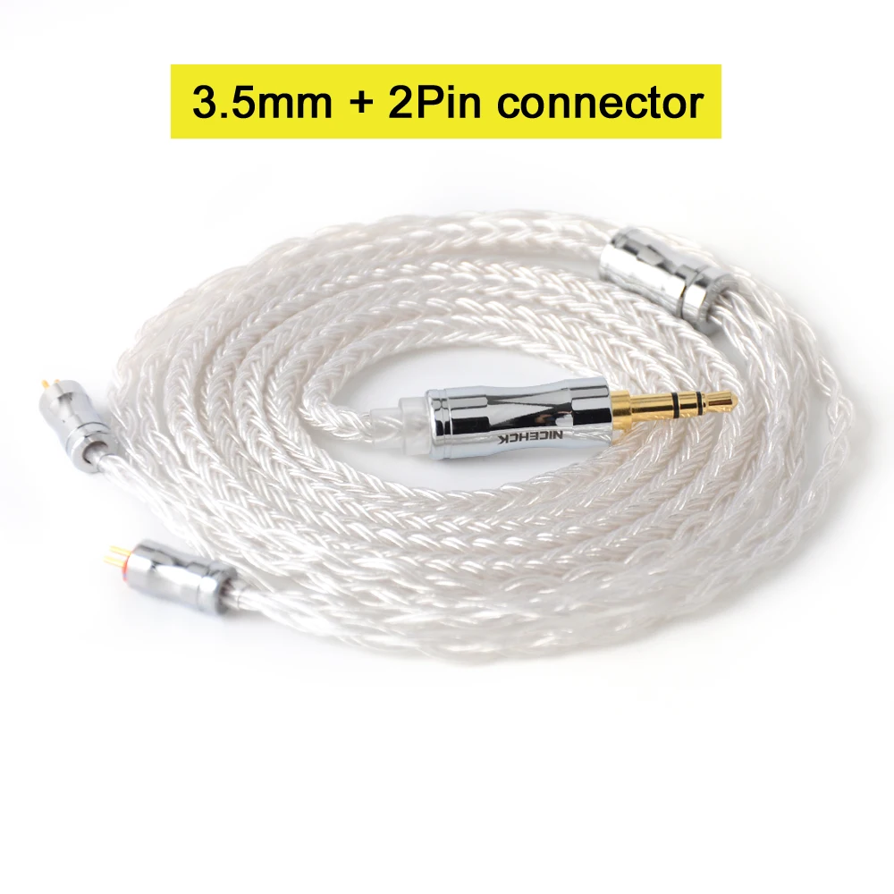 NICEHCK C16-1 16 Core посеребренный кабель 3,5/2,5/4,4 мм разъем MMCX/2Pin/QDC/NX7 для CCAKZ ZSX C12 TRNV90 TFZ QDC DB3 NX7 PRO BL03 - Цвет: 3.5mm With 2Pin