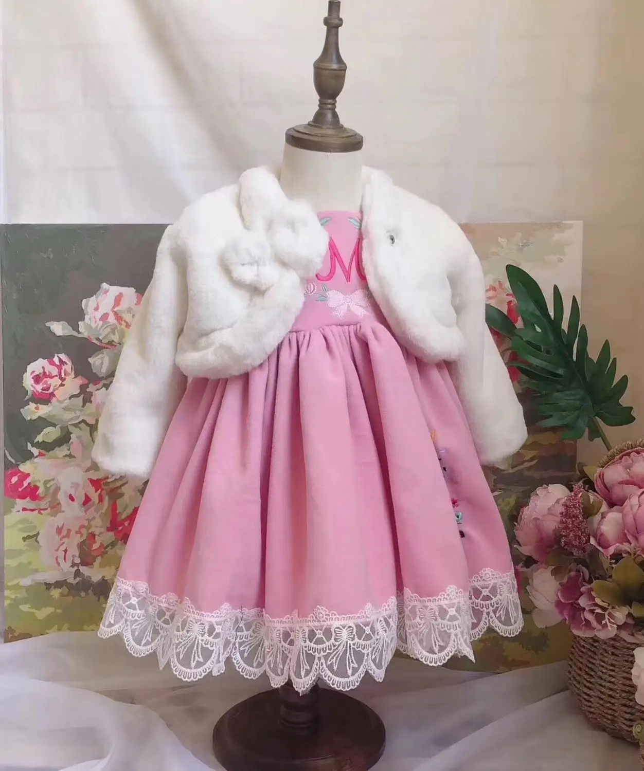 Осенне-зимнее шерстяное платье для маленьких девочек; розовый турецкий стиль; винтажное платье принцессы для девочек; Повседневное платье на Рождество и день рождения