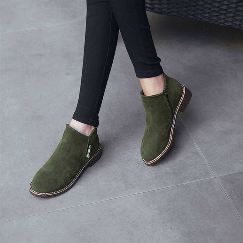 Fashion Women Martin Boots Autumn Winter Classic Zipper Snow Ankle Suede Warm Fur Plush Shoes | Обувь