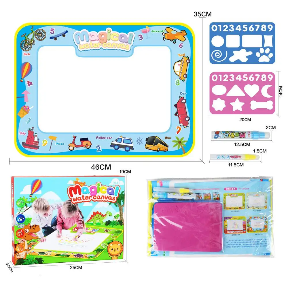 Kuulee Children Large Magic Water Canvas Toy Dinosaur Clear Water Color Graffiti Painting Board Puzzle Toy - Цвет: 46x34.5