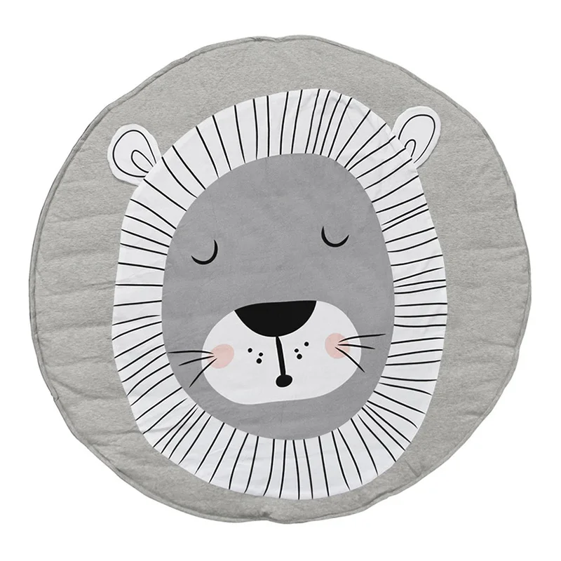 lion Детский игровой коврик, коврик для ползания, Круглый игровой коврик, хлопковый напольный коврик с изображением животных, для новорожденных, для малышей, для активного отдыха, одеяло, подарок для девочек и мальчиков - Цвет: lion
