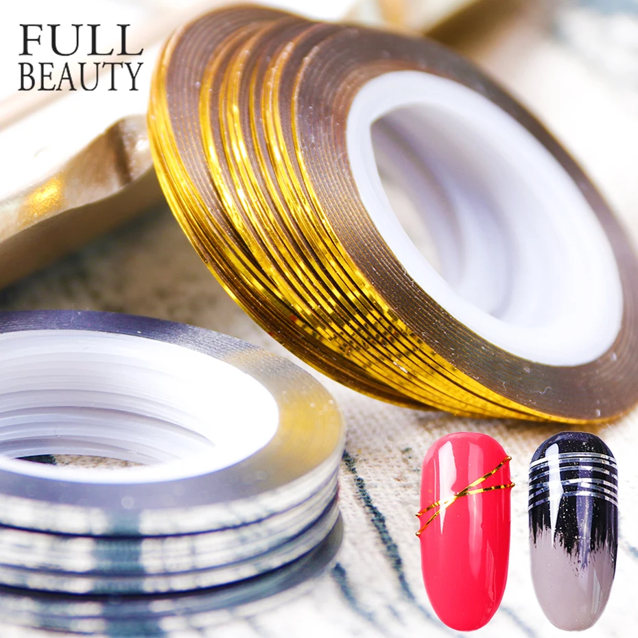 

0.5mm Gold Silver Striping Tape Line Stickers For Nails Curve Shining Laser Stripe Line Nail Art Decoration Gel Acrylic CH1009-1