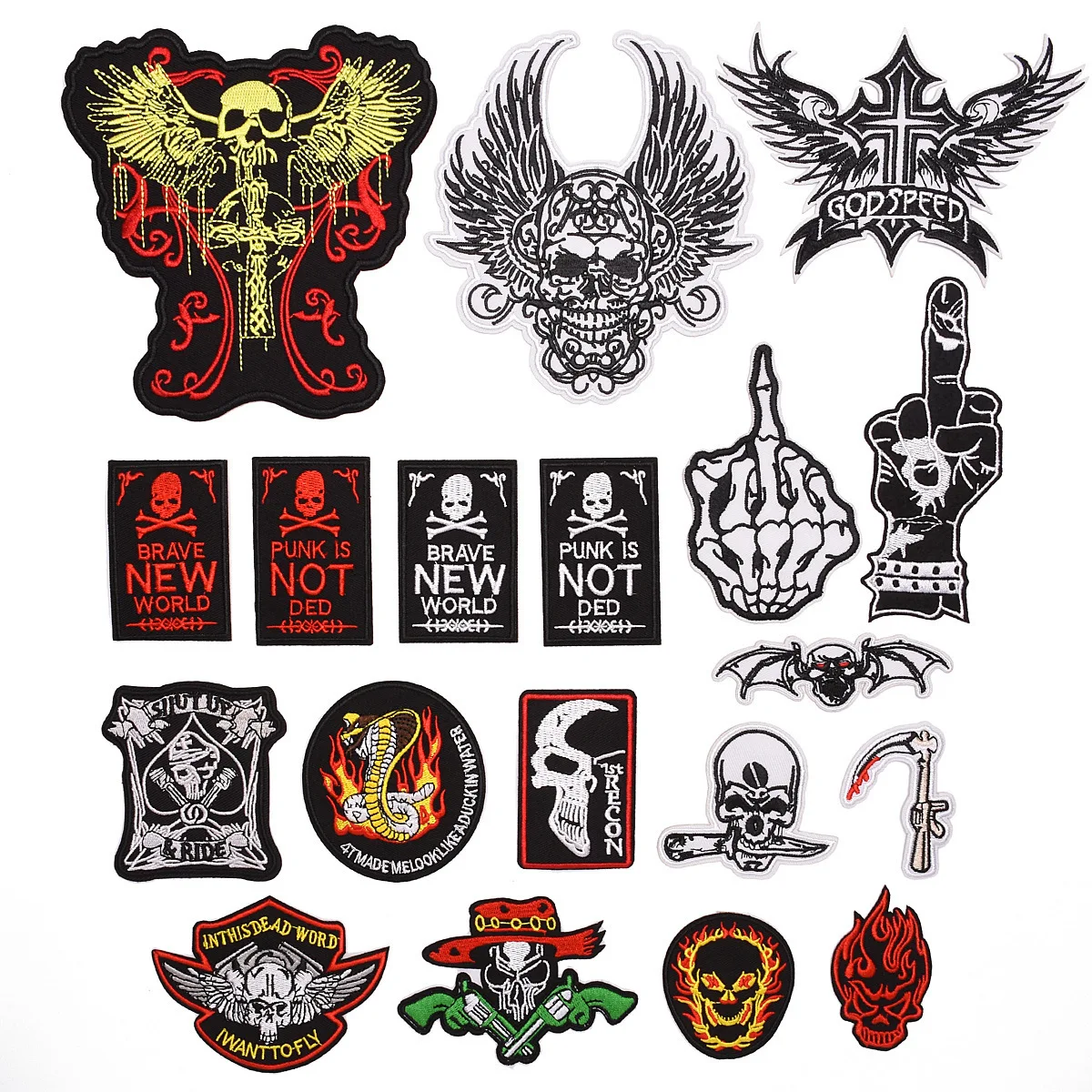Punk-Spirit-Embroidery-Patches-Iron-on-Skull-Patch-Sew-on-Embroidered ...
