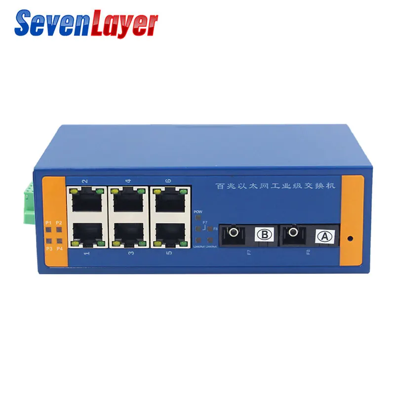 Промышленный Ethernet коммутатор Ethernet 10/100 м сигнал усиления DIN Rail Тип медиа-конвертер 4 порт Ethernet 2 волокна