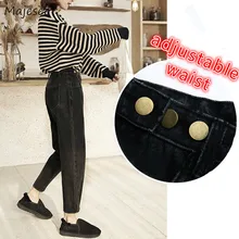 Женские джинсы в винтажном стиле, с высокой талией, карманами, длиной до щиколотки, универсальные, Harajuku, свободные, прямые, BF, унисекс, на каждый день, уличный стиль, повседневные, для женщин, s