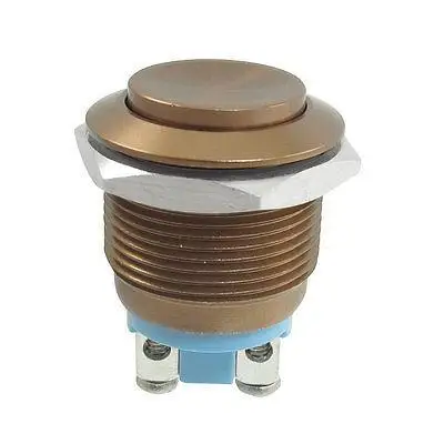 

19mm Mounted Thread Momentary SPST Brown Stainless Round Push Button Switch