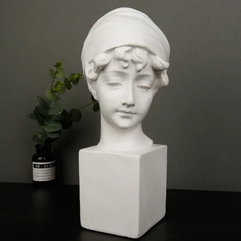

Creative British Girl Gypsum Portrait Sketch Decorative Sculpture European Model Statue Home Decoration Crafts Ornaments Gifts